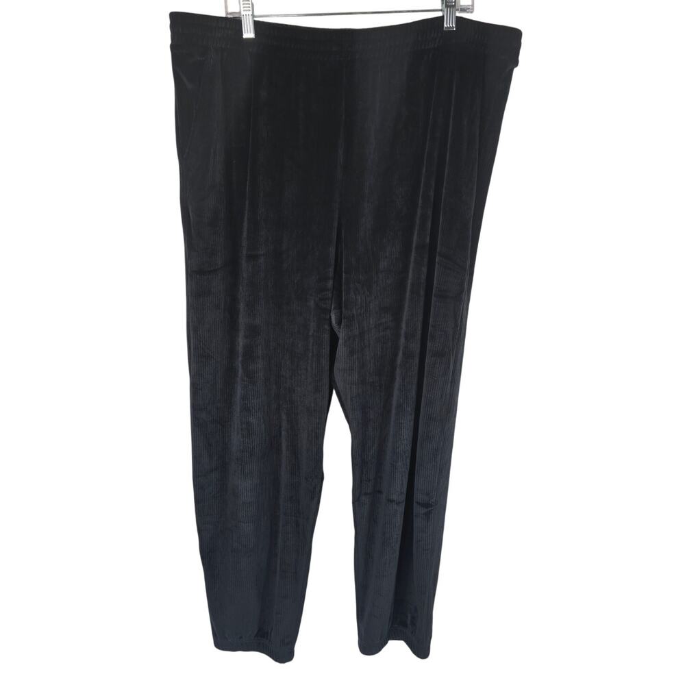 Victoria Secret Athletic Black Velvet Feel Ripped Pockets Joggers XXL NWT